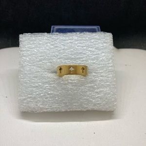 Cross Golden stainless steel ring - size 6
